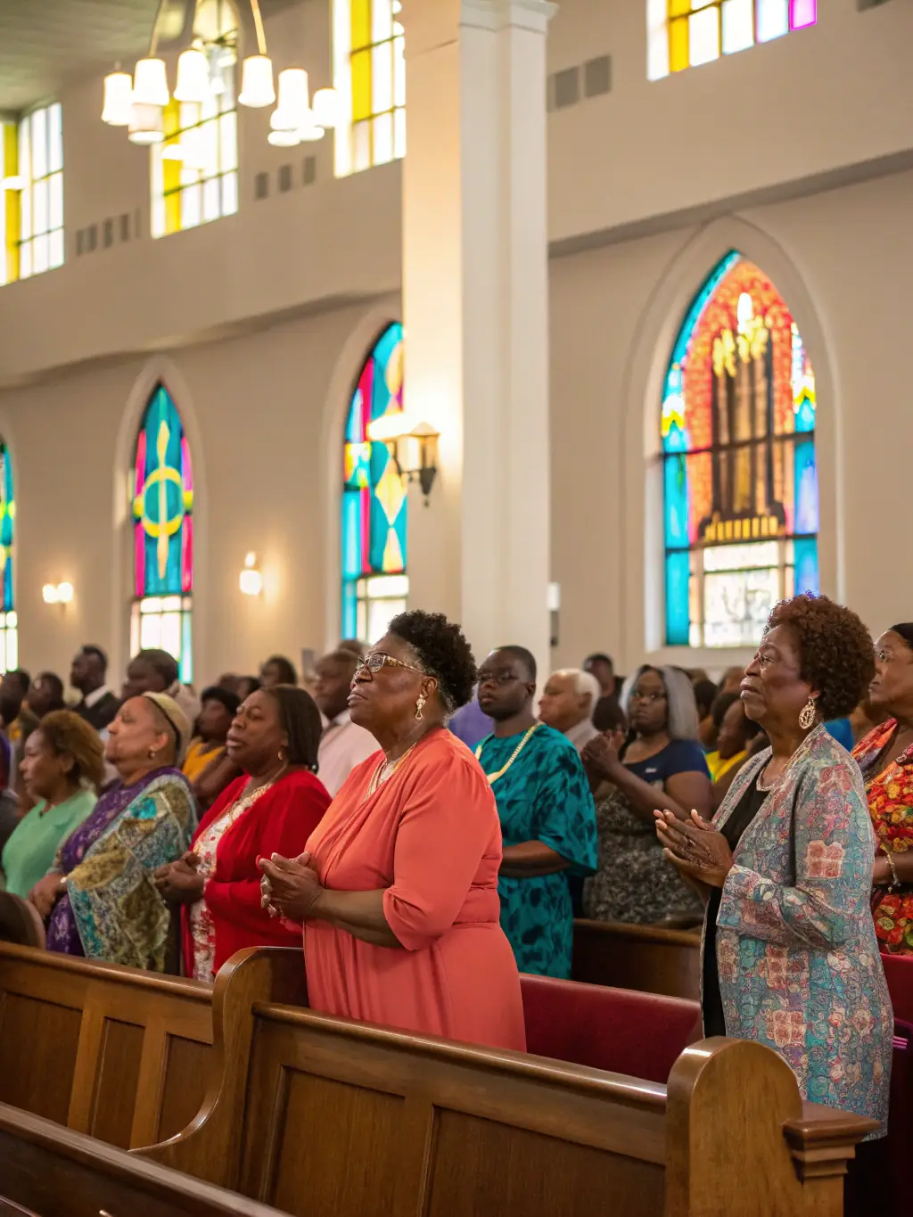 A group of clergy members wearing matching black cassocks and white surplices, standing in a church setting to demonstrate the apparel's fit and style.